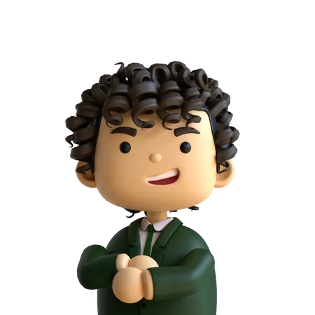 Curly Hair Businessman  3D Icon