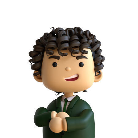 Curly Hair Businessman 3D Icon