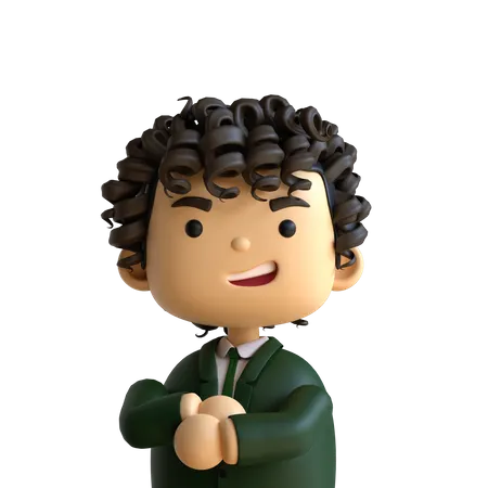 Curly Hair Businessman 3D Icon