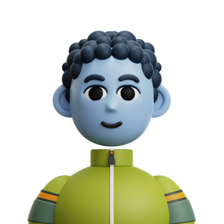 Curly Hair Man  3D Icon