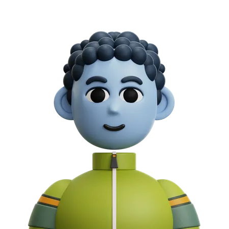 Curly Hair Man  3D Icon