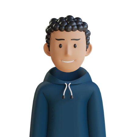 Curly Hair Man  3D Icon