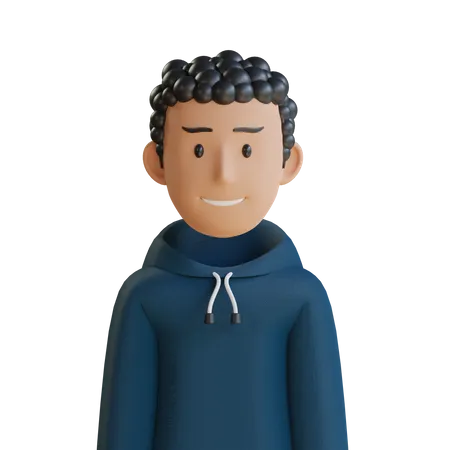 Curly Hair Man  3D Icon