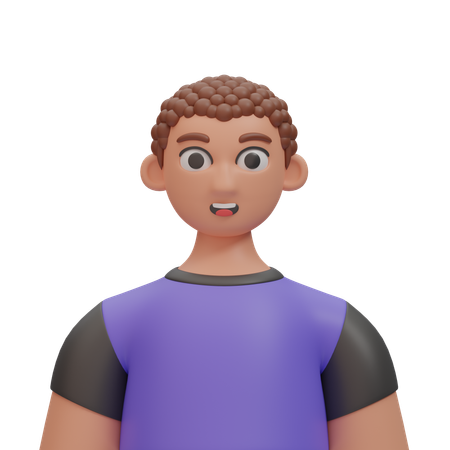 Curly hair man  3D Icon