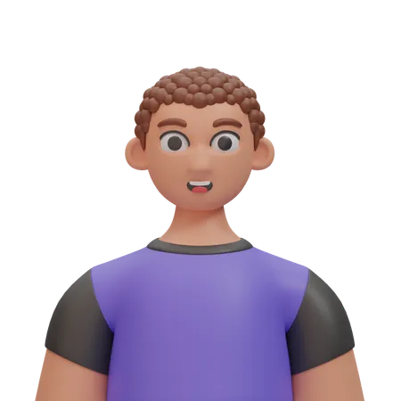 Curly hair man  3D Icon