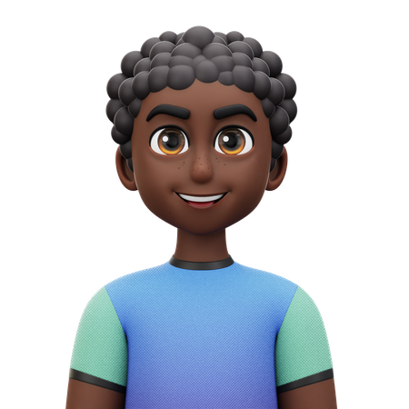 Curly Hair Man  3D Icon