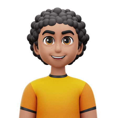 Curly Hair Man  3D Icon