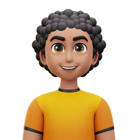 Curly Hair Man  3D Icon