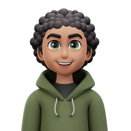 Curly Hair Man  3D Icon