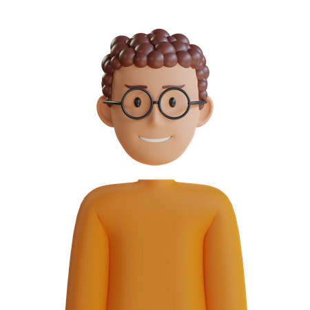 Curly Hair Man  3D Icon