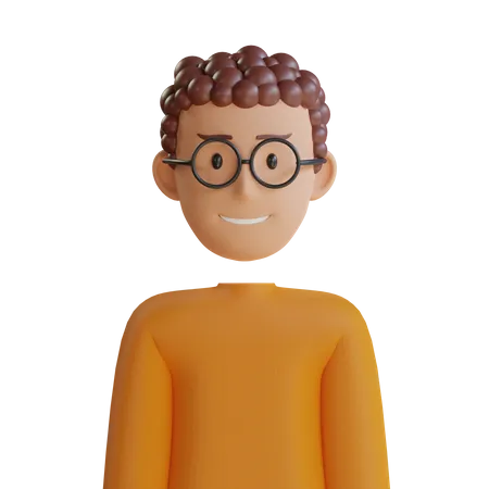 Curly Hair Man  3D Icon