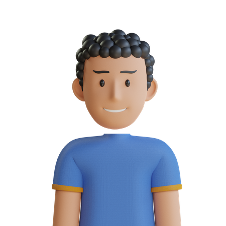 Curly Hair Man  3D Icon