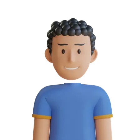 Curly Hair Man  3D Icon