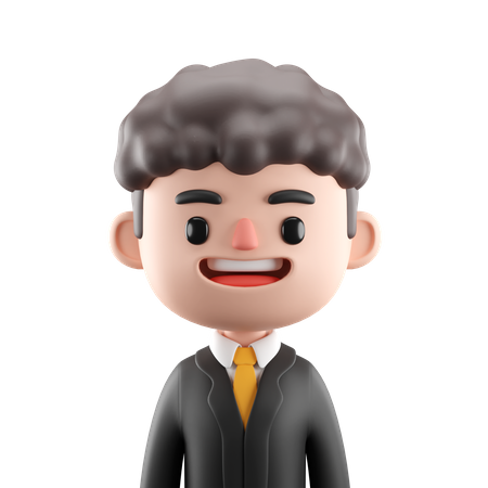 Curly Hair Man  3D Icon