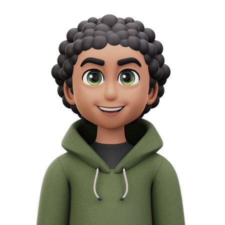 Curly Hair Man  3D Icon