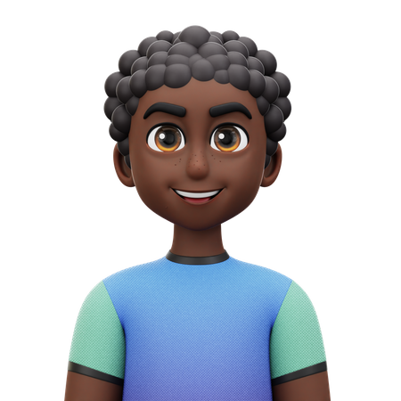 Curly Hair Man  3D Icon