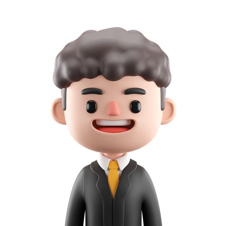 Curly Hair Man  3D Icon