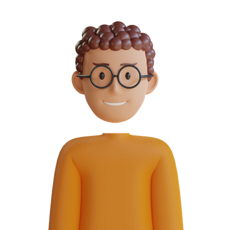 Curly Hair Man  3D Icon