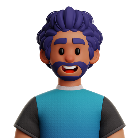 Curly Hair Man  3D Icon