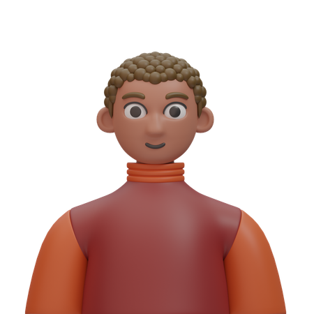 Curly hair man smiling  3D Icon