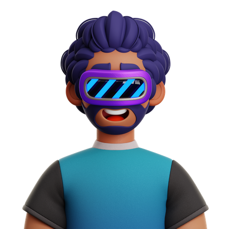 CURLY HAIR MAN WITH VR  3D Icon