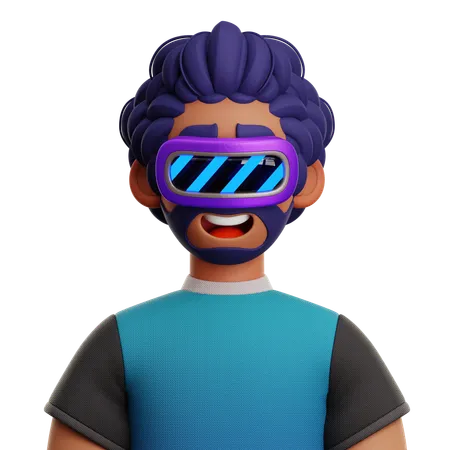 VRを持つ巻き毛の男性  3D Icon