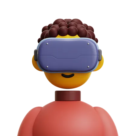 Curly Hair Man with VR Glasses  3D Icon