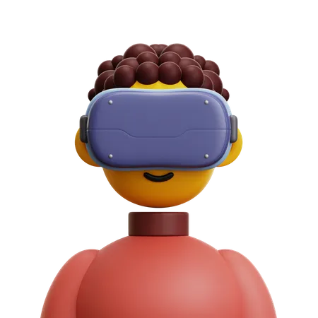 Curly Hair Man with VR Glasses 3D Icon