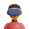 curly hair man with vr glasses 3d logos