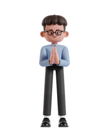 Curly Haired Businessman Doing Welcoming Gesture  3D Illustration