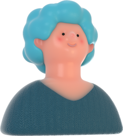 Curly haired lady 3D Illustration
