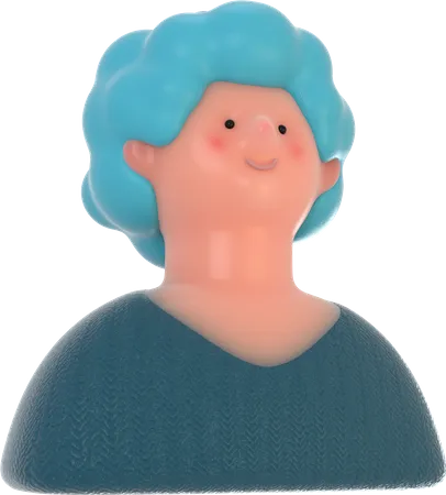 Curly haired lady  3D Illustration