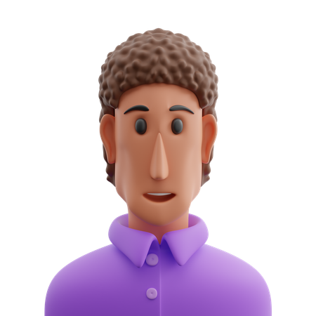 Curly haired man avatar  3D Icon