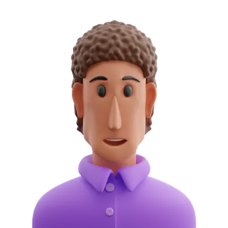 Curly haired man avatar  3D Icon