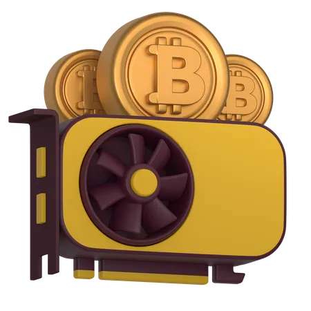Crypto Mining Graphics Card 3D Icon