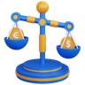 3d currency balance scale logo