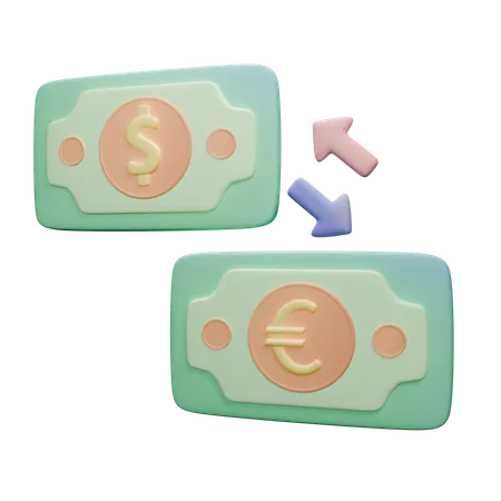 Converting Dollars To Euros 3D Icon