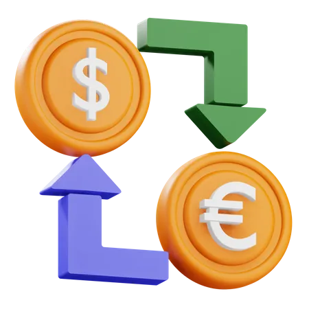 3 D Render Currency Exchange Illustration With Transparent Background 3D Icon