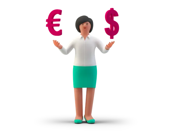 Currency exchange Agent  3D Illustration