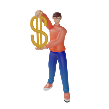 Currency trader investing in dollar  3D Icon