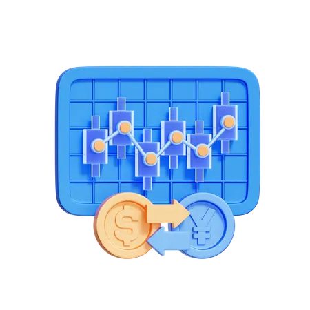 Currency Trading Chart  3D Icon