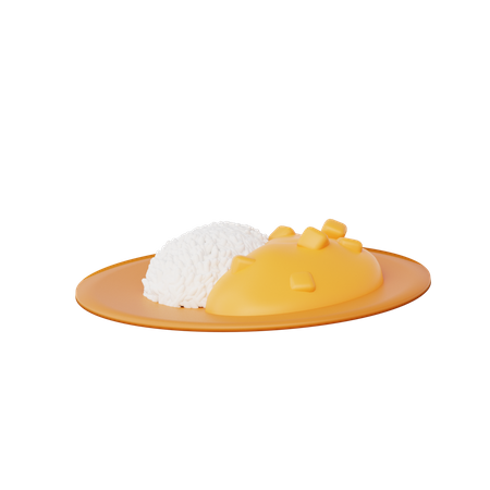 Curry Rice 3D Illustration