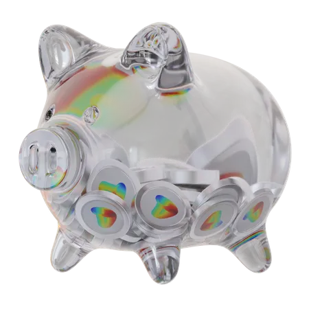 Curve DAO Token (CRV) Clear Glass Piggy Bank  3D Icon