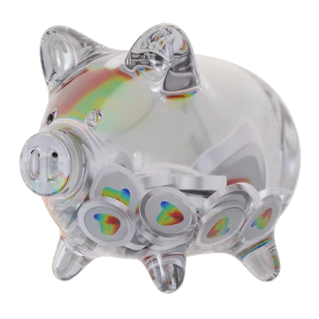 Curve DAO Token (CRV) Clear Glass Piggy Bank 3D Icon