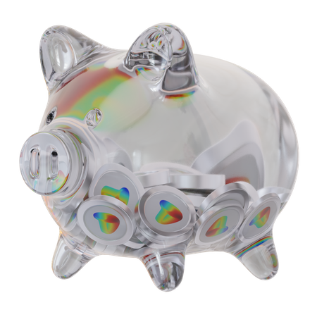 Curve DAO Token (CRV) Sparschwein aus klarem Glas  3D Icon