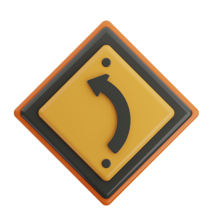 Curve Left Turn  3D Icon