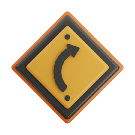 Curve Right Turn  3D Icon