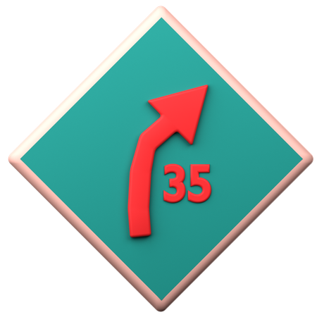 Curve With Advisory Speed  3D Icon
