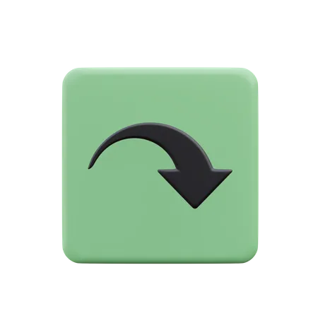 Curved Arrow Icon 3 D With Button 3D Icon