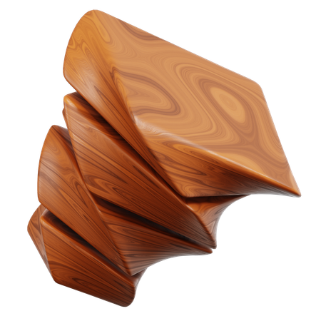 Curved Brown Wood Pieces Stack Together Creating A Unique Wavelike Pattern  3D Icon